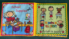 NEW Handmade Sewn Cranston SCHOOL DAYS Cloth Book 2004, 12 pages, 9″ Square