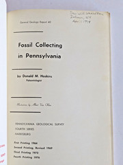 Fossil Collecting in Pennsylvania by Donald M. Hoskins 4th Printing 1976 w/ Map