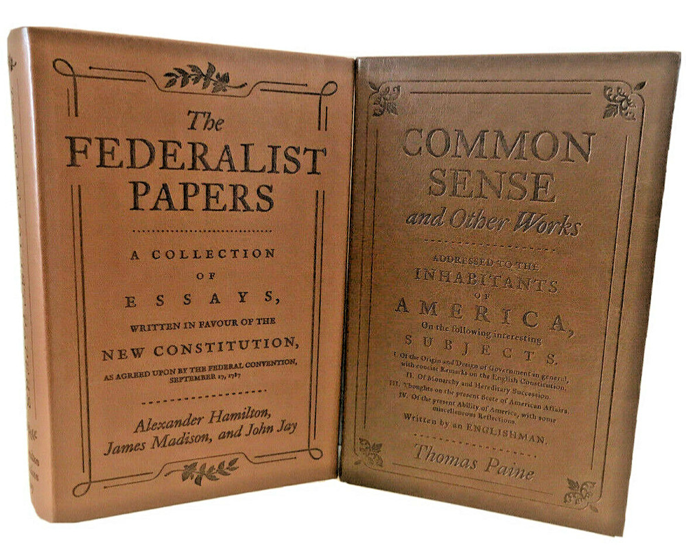 ❤️COMMON SENSE and THE FEDERALIST PAPERS Set of 2 Faux Leather Books BRAND NEW