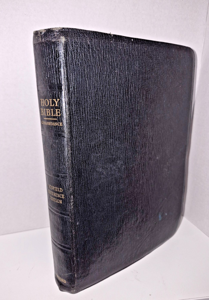 1945 Holy Bible Scofield Reference Edition KJV Oxford Morocco Leather Lined Vtg
