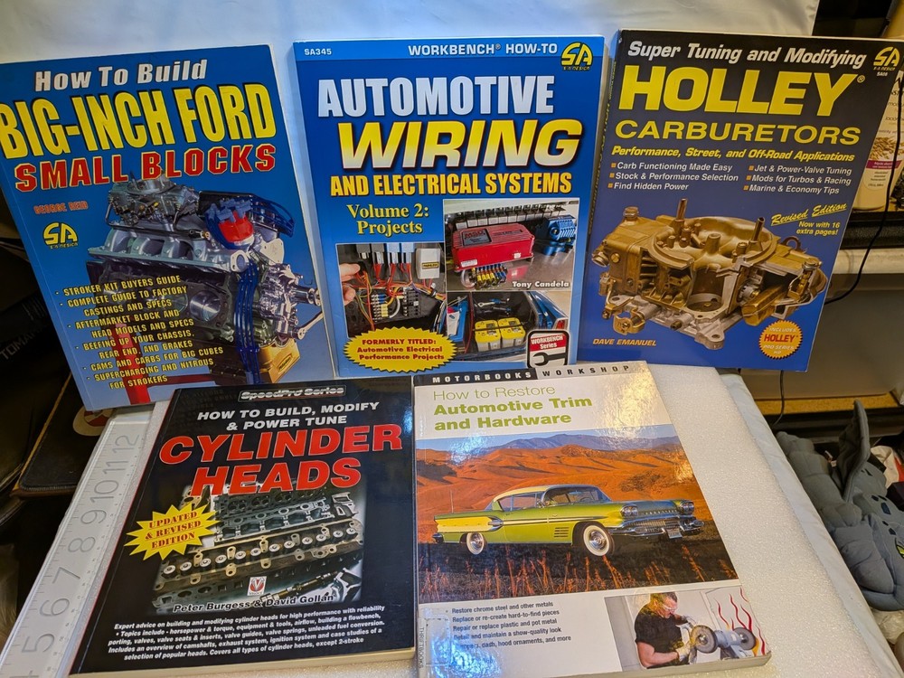 Lot of 5 Automotive Books Ford Big-Inch Holley Carbs Wiring Cylinder Heads Trim