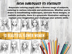 Adult Coloring Pages Bundle Flower Girls bundle 280 Printable Pages