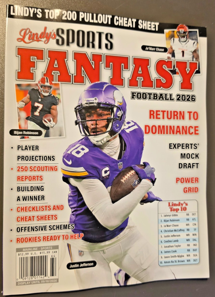 Fantasy Football 2026 by Lindy’s Sports – Return To Dominance – Cheat Sheet