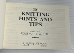 301 Knitting Hints & Tips Rosemary Worth Bond Knitting Systems 1987 pb Stitching