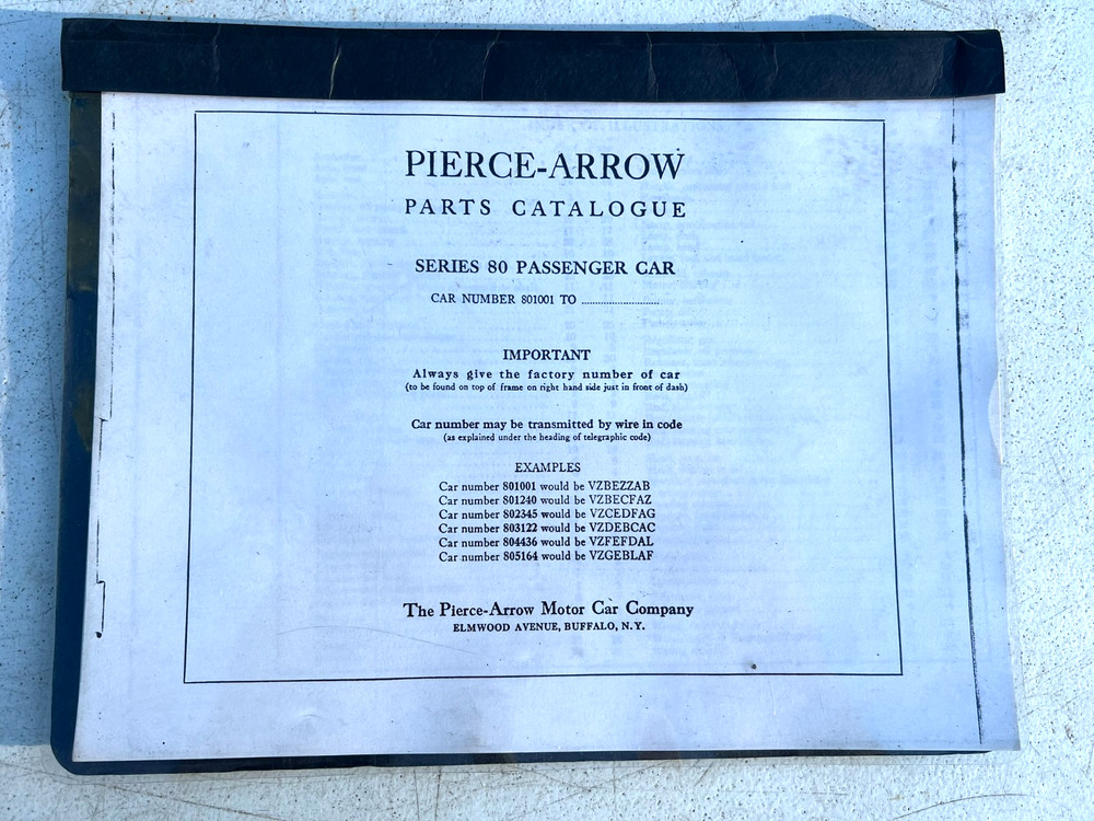 PIERCE ARROW SERIES 80 PARTS CATALOG ILLUSTRATIONS REPRODUCTION 37pg