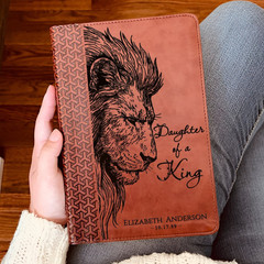 Personalized KJV Study Bible, Daughter of a King Lion Design, Name Engraved