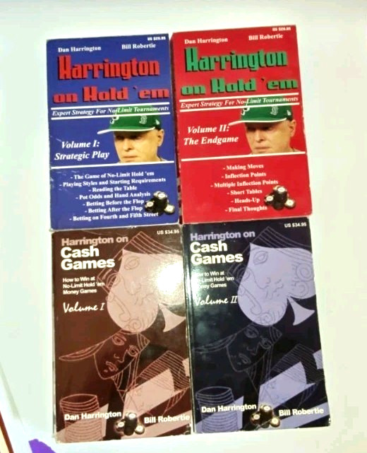 Lot of 4 Dan Harrington Books Cash Games Hold 'Em Vol 1 & 2