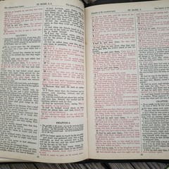 1941 HOLY BIBLE „The Good Samaritan” Illuminated King James Version Red Letter