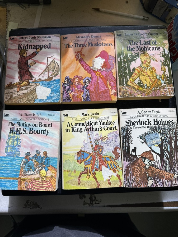 Vintage Moby Books Mini Illustrated Classics Lot Of 6 Sherlock Mohicans Musketee