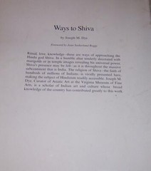 Ways to Shiva: Life and Ritual in Hindu India Joseph M. Dye pb