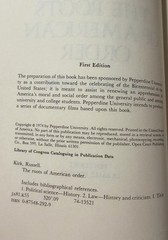 The roots of American order (1st Ed) by Russell Kirk Signed Personalized 1974