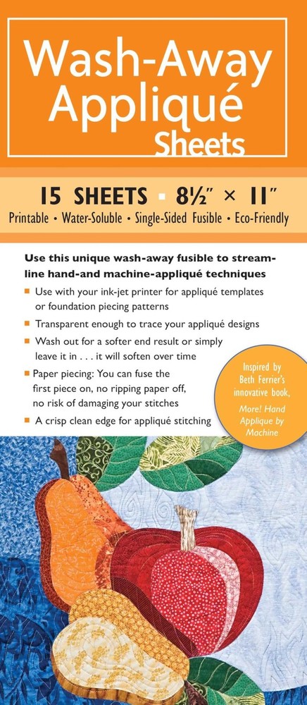 15 Sheet WashAway Applique Printable Water Soluble SingleSided 8.5×11 Inch
