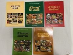 5 Asian cookbooks by Kenneth Mitchell: Japan, Sri Lanka, Thailand, Malaysia, Ind