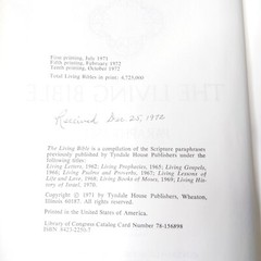 1972 The Living Bible Paraphrased Tyndale House Green Leatherette Padded HC