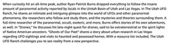 The Utah UFO Ranch by Ryan Patrick Burns TPB trade paperback Lulu signed 2018