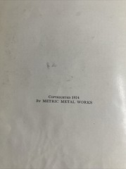 1924 Orifice Meters Book – For Gas, Air, Steam, Oil, Water – Metric Metal Works