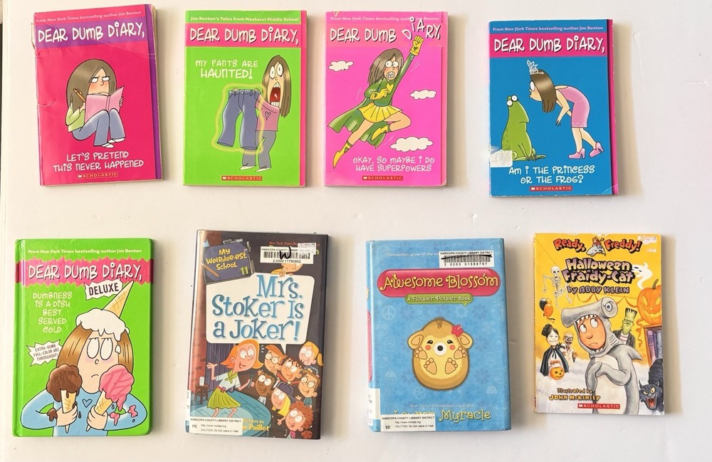 Children’s Books Lot Dear Dumb Diary Jim Benton Scholastic 8 Books Mixed Set
