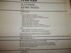 Jaguar XJ6 1968 thru 1976 Series 1, 2 & 3 2.8 ,3.4 &4.2 6-cyl Workshop Manual