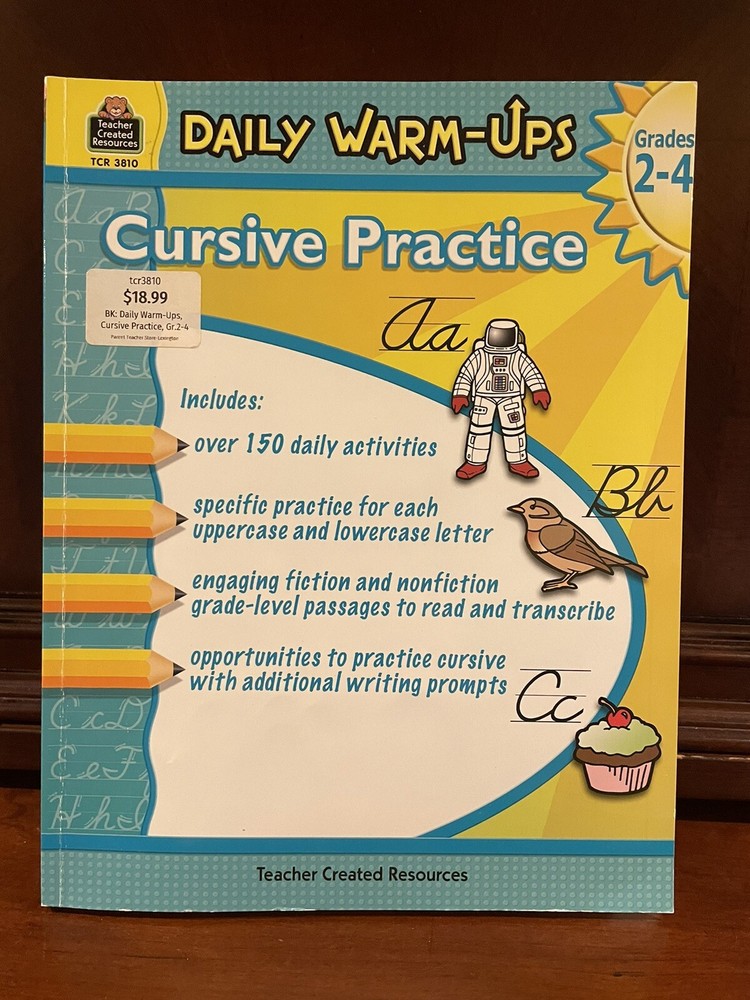 Cursive writing practice handwriting book workbook beginner Grade 2 3 4 School