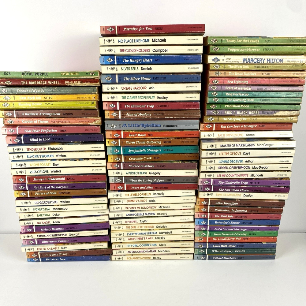 Lot of 88 Harlequin Romance Paperback Books Vintage Red Pages 60’s 70’s 80’s 90s