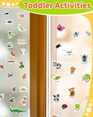 Reusable Sticker Book Set: 94 Waterproof Stickers for Kids – Animal & Dino Fun