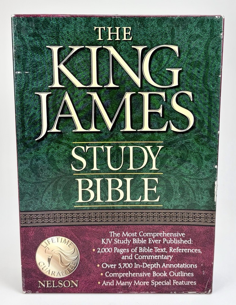 King James Study Bible – Black Bonded Leather – Gilded-Gold Page Edges – Nelson