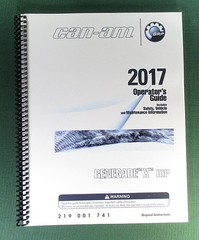 2017 Can-Am Renegade 1000R X MR Owner’s Manual: 172 Pages & Protective Covers!
