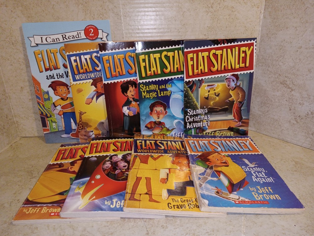 FLAT STANLEY Adventure Books Lot (9) By: JEFF BROWN Paperback *Varied Condition*