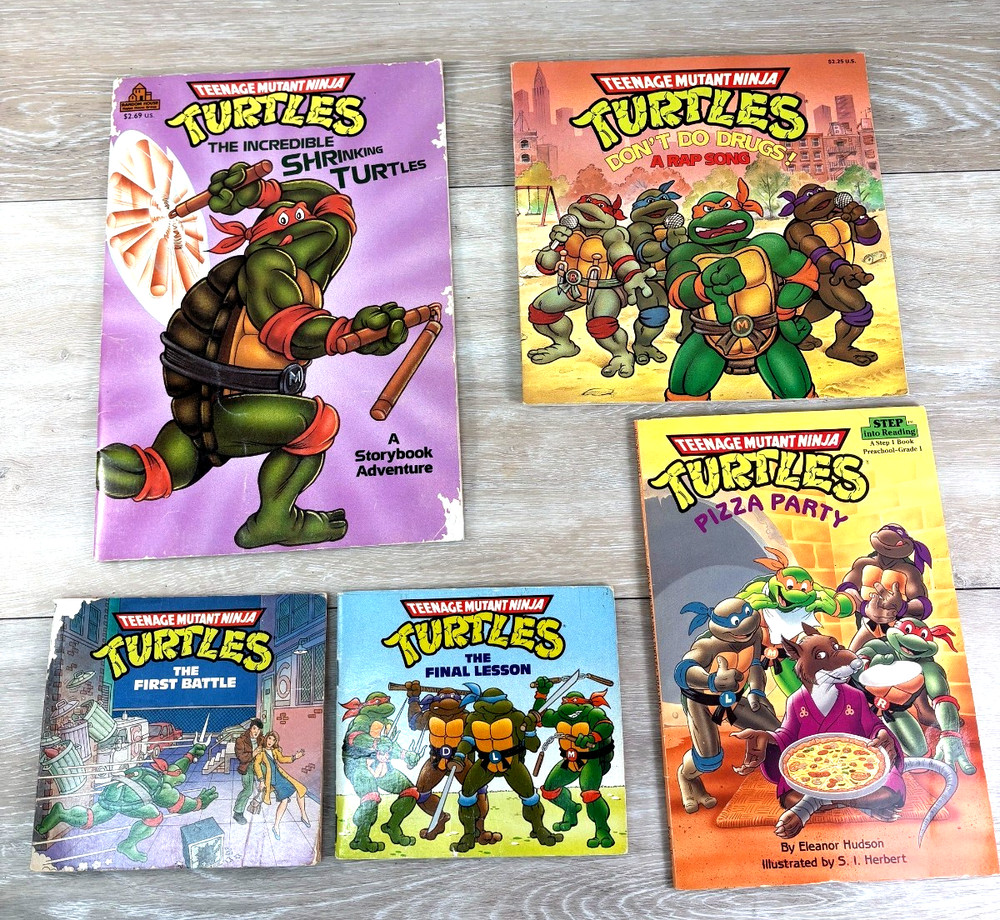 Vintage 1990-91 Various Titles Teenage Mutant Ninja Turtles Books Set of 5