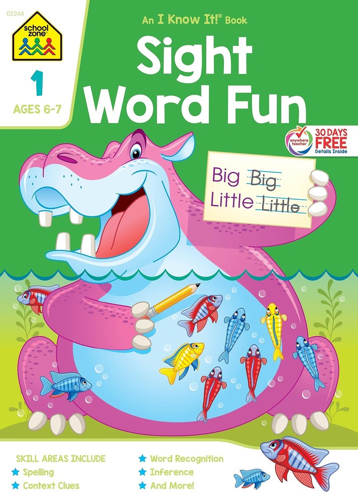 School Zone Sight Word Fun Workbook: 64 Pages, 1st Grade, Word Recognition, …