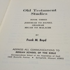 Old Testament Studies Vol 1 2 & 3 by Frank M. Boyd 1967 Gospel Publishing House