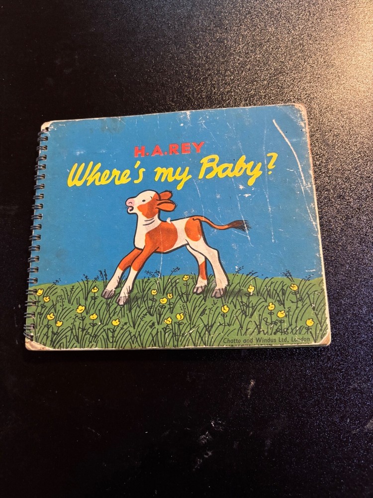 H.A. Rey WHERE’S MY BABY? 1st ed. Spiral Bnd. Jarrold and Sons. 4′-Net price