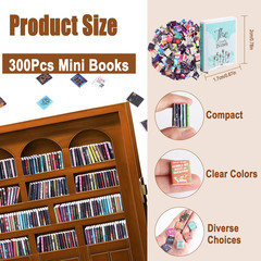 300Pcs Mini Books for Anxiety Bookshelf Tiny Book Fun Mini Brands Book Miniature