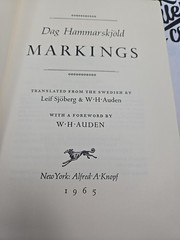 MARKINGS by Dag Hammarskjold (Hardcover/DJ/Borzoi Book) 1965