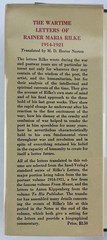 Wartime Letters of Rainer Maria Rilke 1914-1921, 1940, 1st Ed. 1st Printing HCDJ