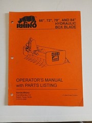 Rhino 66″- 84″ Hydraulic Box Blade Operator’s Manual Parts List Book 1993