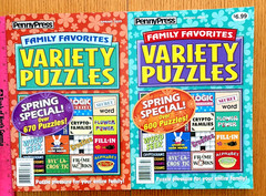 Lot of (2) Penny Press Family Favorites Variety Puzzles Books Unsolved Free Ship