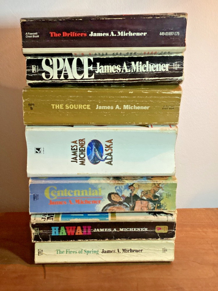 JAMES A. MICHENER Books LOT OF 7 Vintage Paperback Softcover MIXED Set 1960-1988