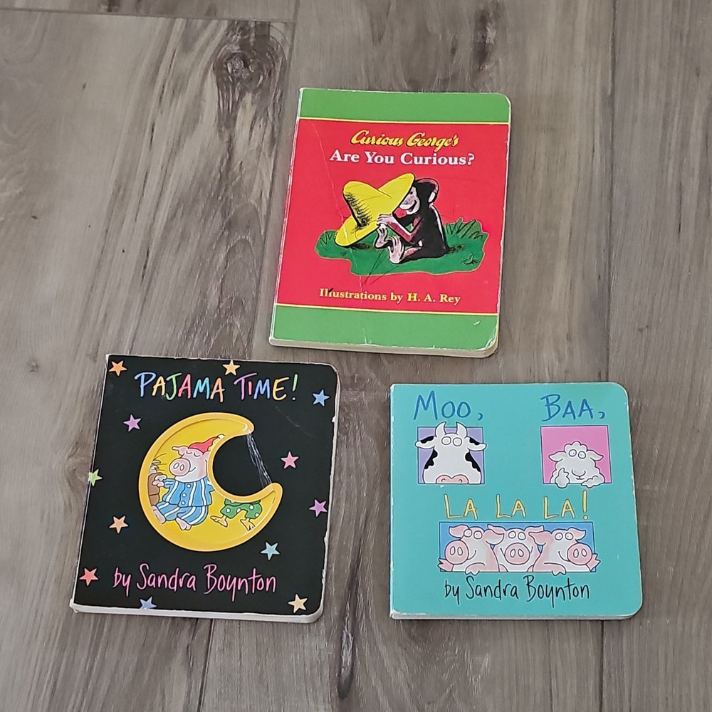 Curious George & Boynton Lot of 3 Illustrated Children’s Board Books Ages 2-8