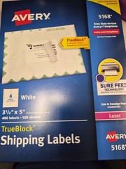 Avery 5168 White laser Shipping Labels, 3 1/2″ X 5″