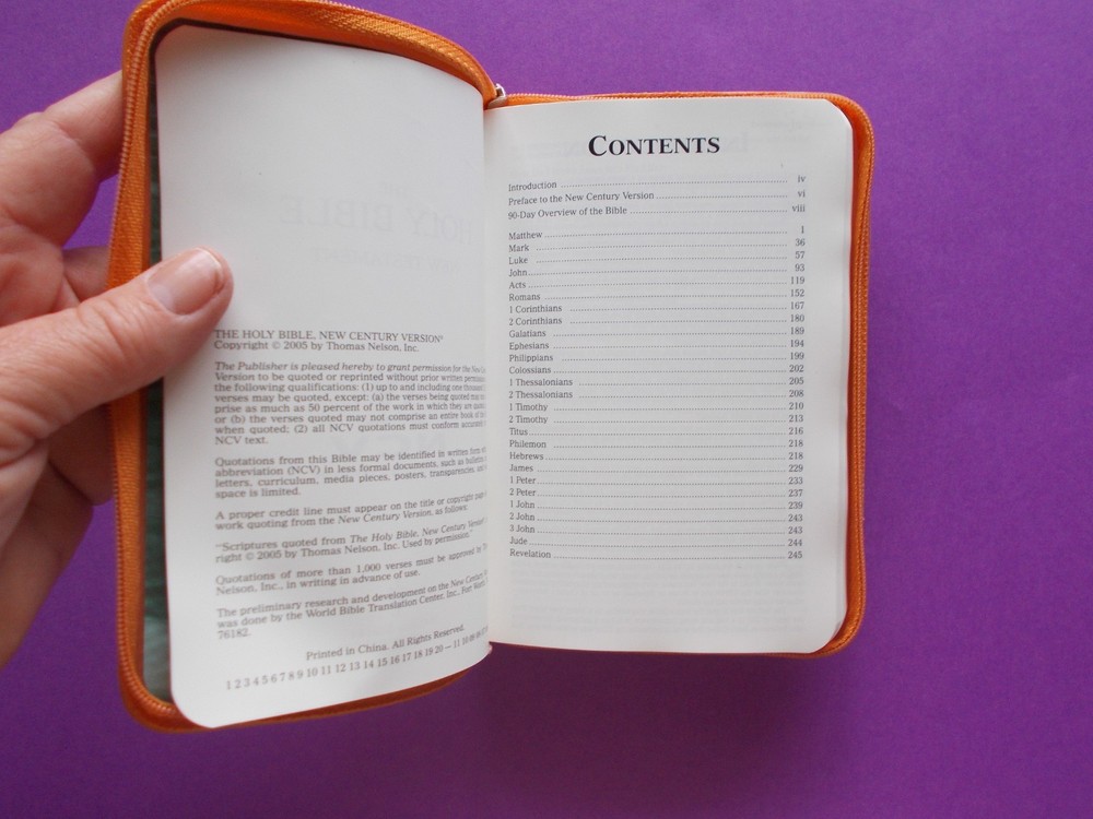 The Holy Bible New Testament – New Century Version Orange Zipper Water Resistant