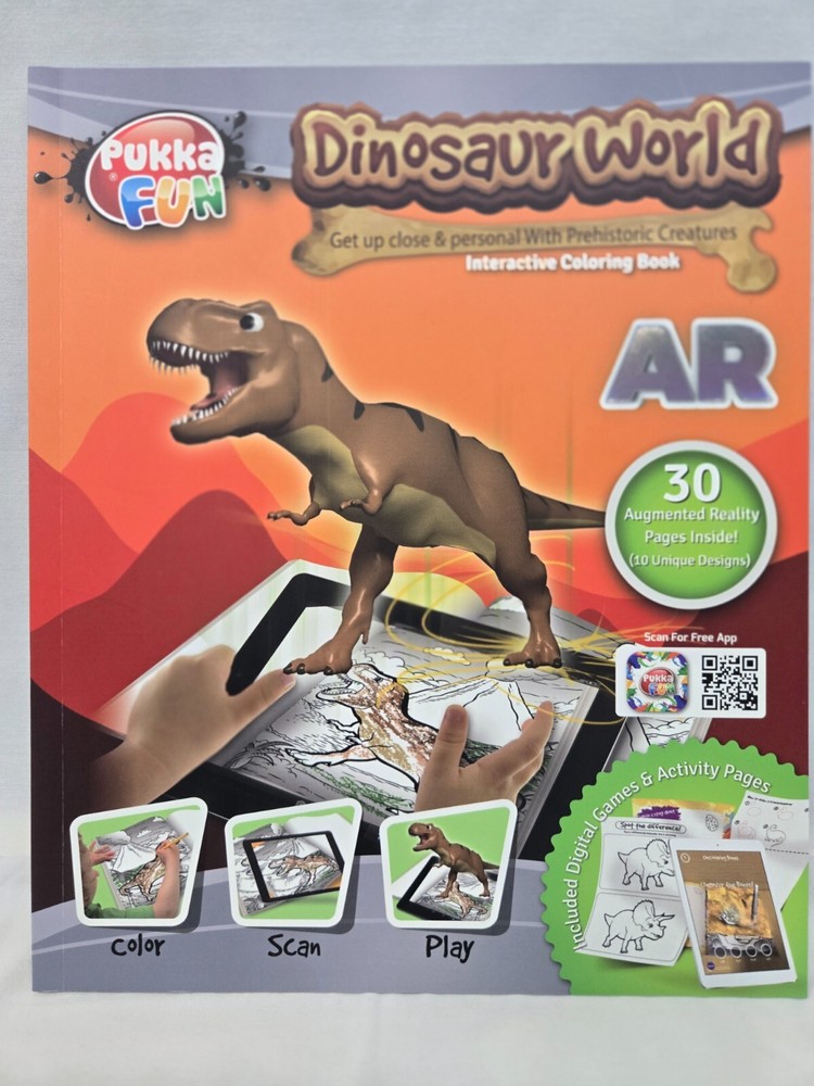 Dinosaur World AR Interactive 4D Coloring Book Augmented Reality Pukka 8421-FUN