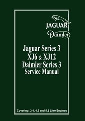 JAGUAR XJ6 & XJ12 SERIES 3 SERVICE MANUAL (OFFICIAL By Brooklands Books Ltd NEW