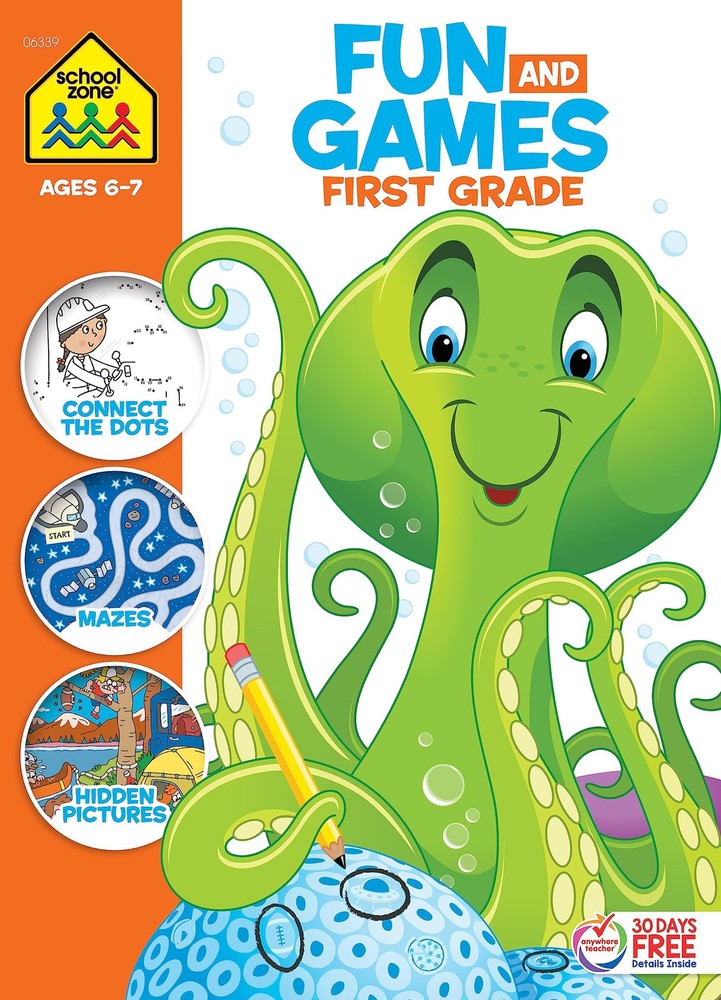 School Zone Fun and Games First Grade Activity Workbook: 320 Pages, 1st Grad…