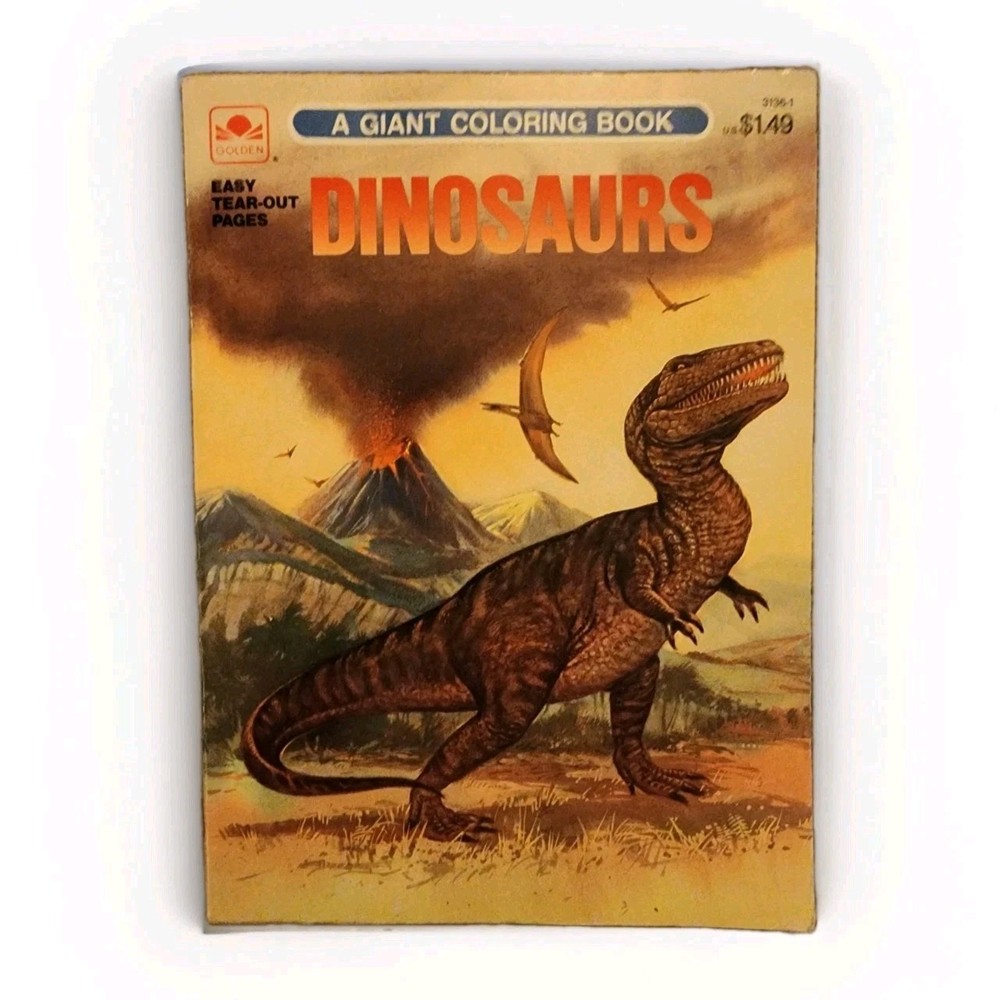 Vintage 1987 Golden Dinosaurs Giant Coloring Book 92 Pages Left Uncolored VTG