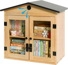 Little Library Box Outdoor Kit – Solid Wood Free Little Library with Metal Roof
