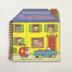 Vintage 1981 Richard Scarry’s Busy Houses RARE Shaped Board Book Spiral Bound