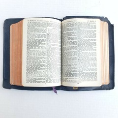 Vintage National Bible Press King James Pronouncing Holy Bible Genuine Leather