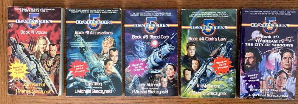 Babylon 5 Lot #1-4,9 Based on Series by Straczynski Dell Paperback Books 1995-97