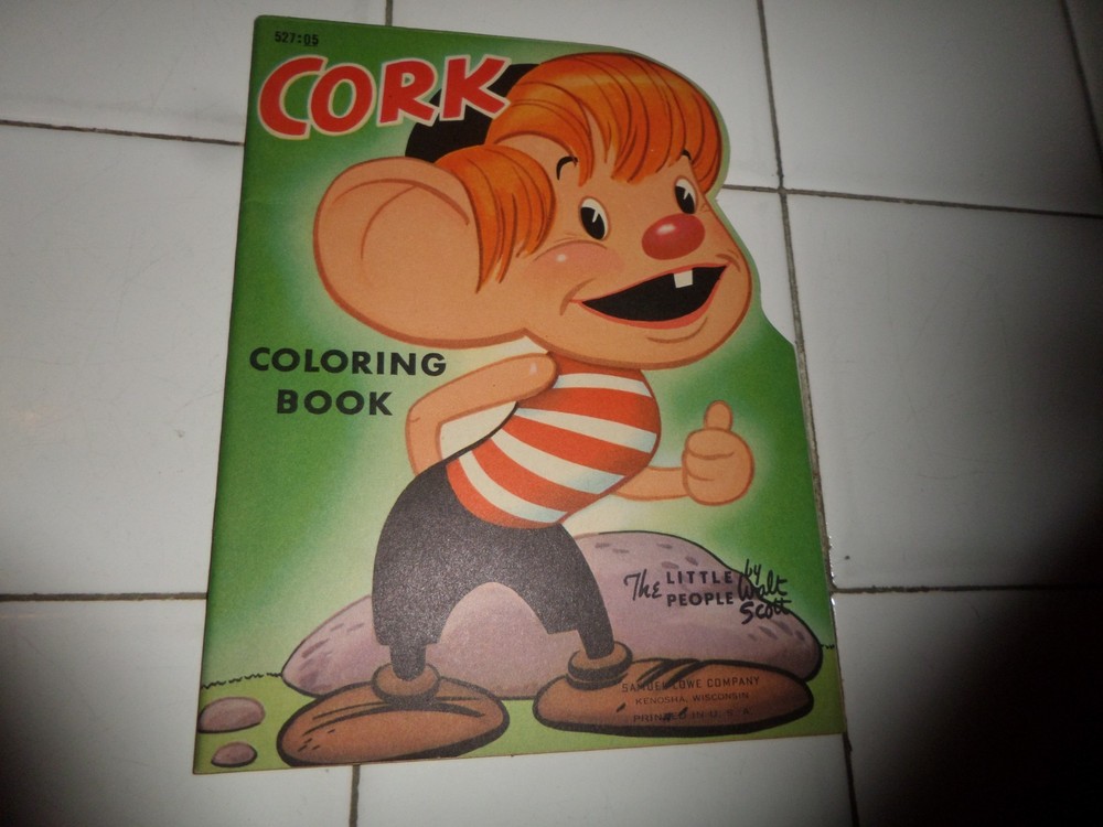 Cork Coloring Book,The Little People,1953(VINTAGE Softcover/Unused)